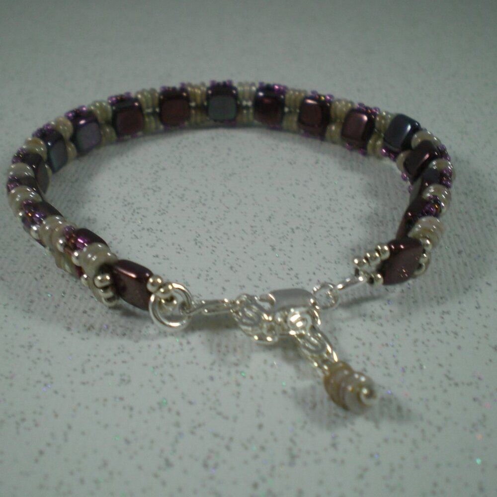 Tile Layered Hand Beaded Bracelet; Bangle, Beadwork, Hand Beaded
